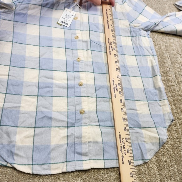 Marine Shirt Women Medium Monterey Flannel Button Up Plaid Cotton Minimal - Picture 6 of 9